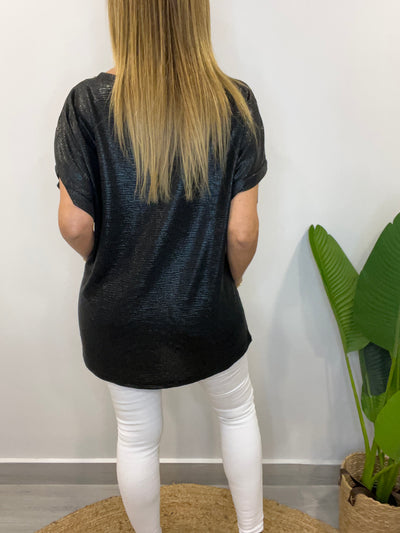 Polera Metalizada Mantra Negra