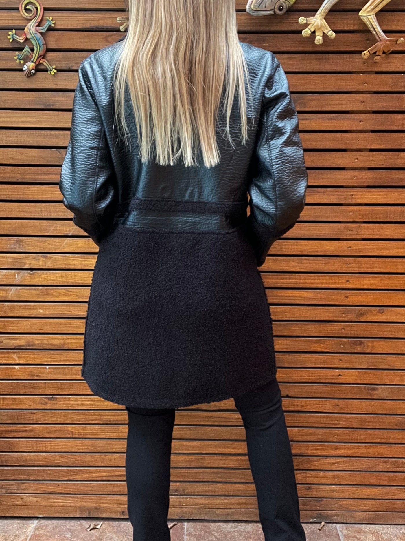 Abrigo Reversible Ecocuero Princess negro