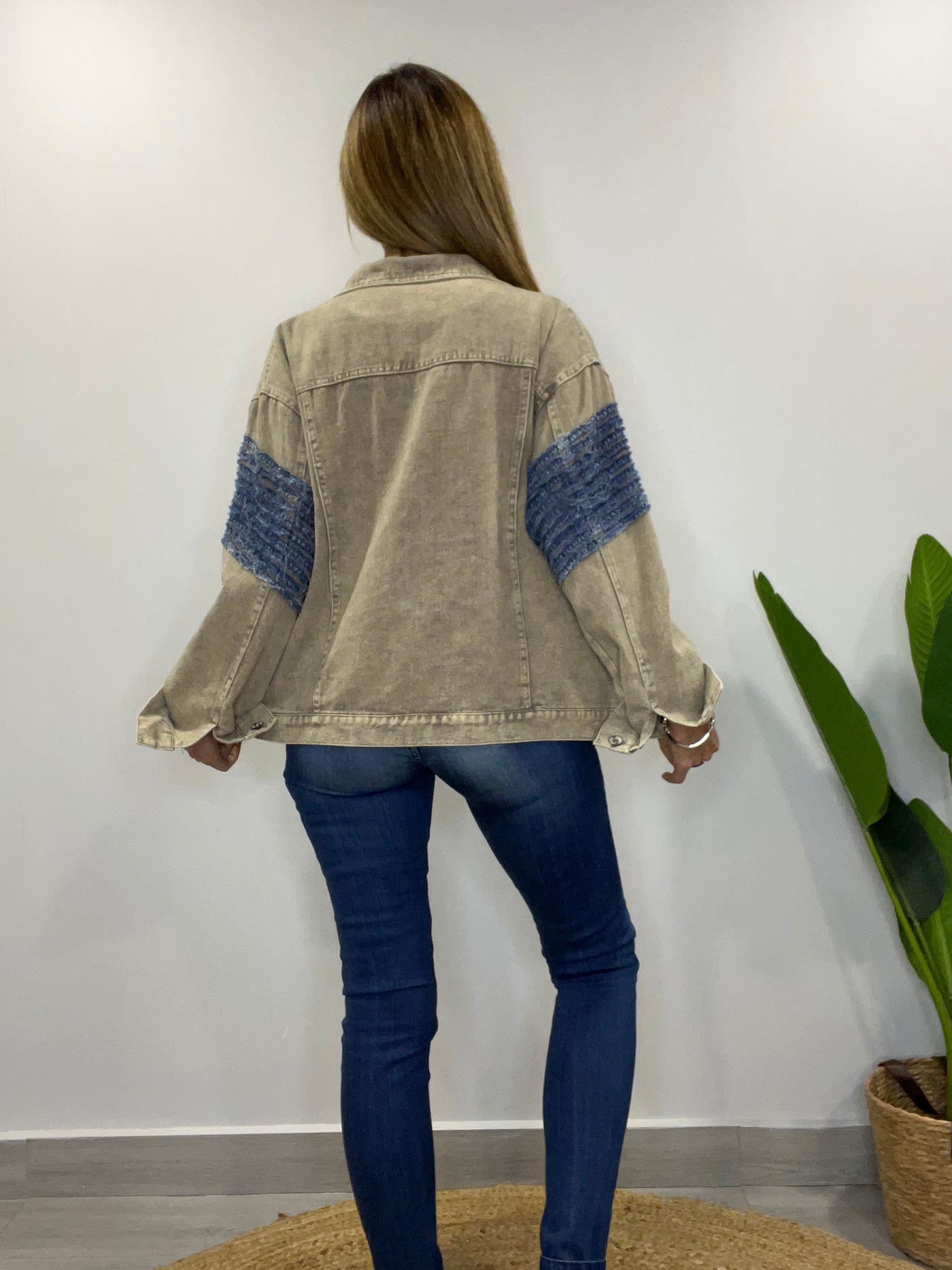Chaqueta mezclilla Festi Beige
