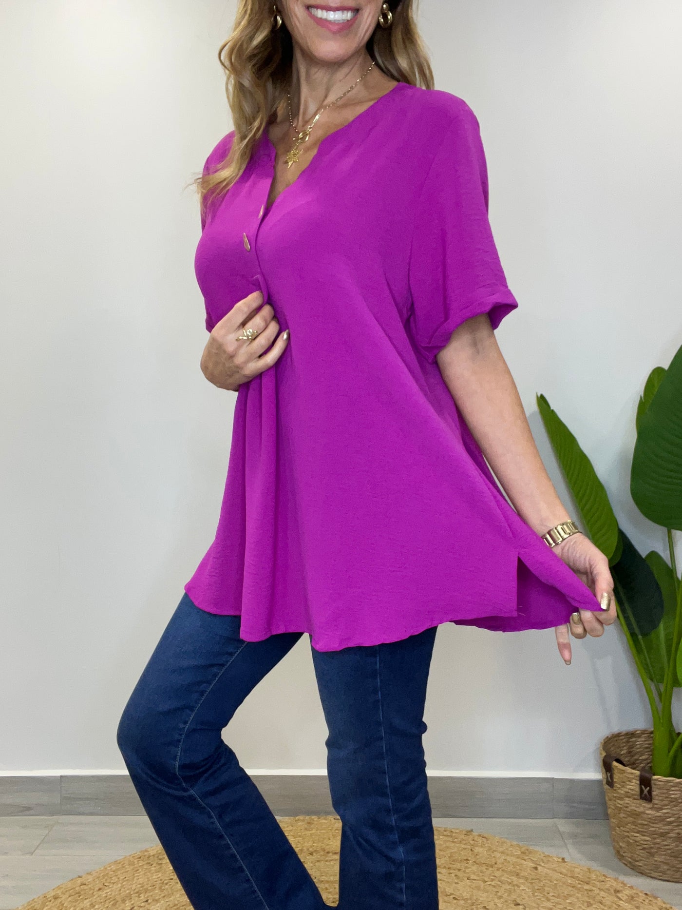 Blusa Crep imperial Magenta