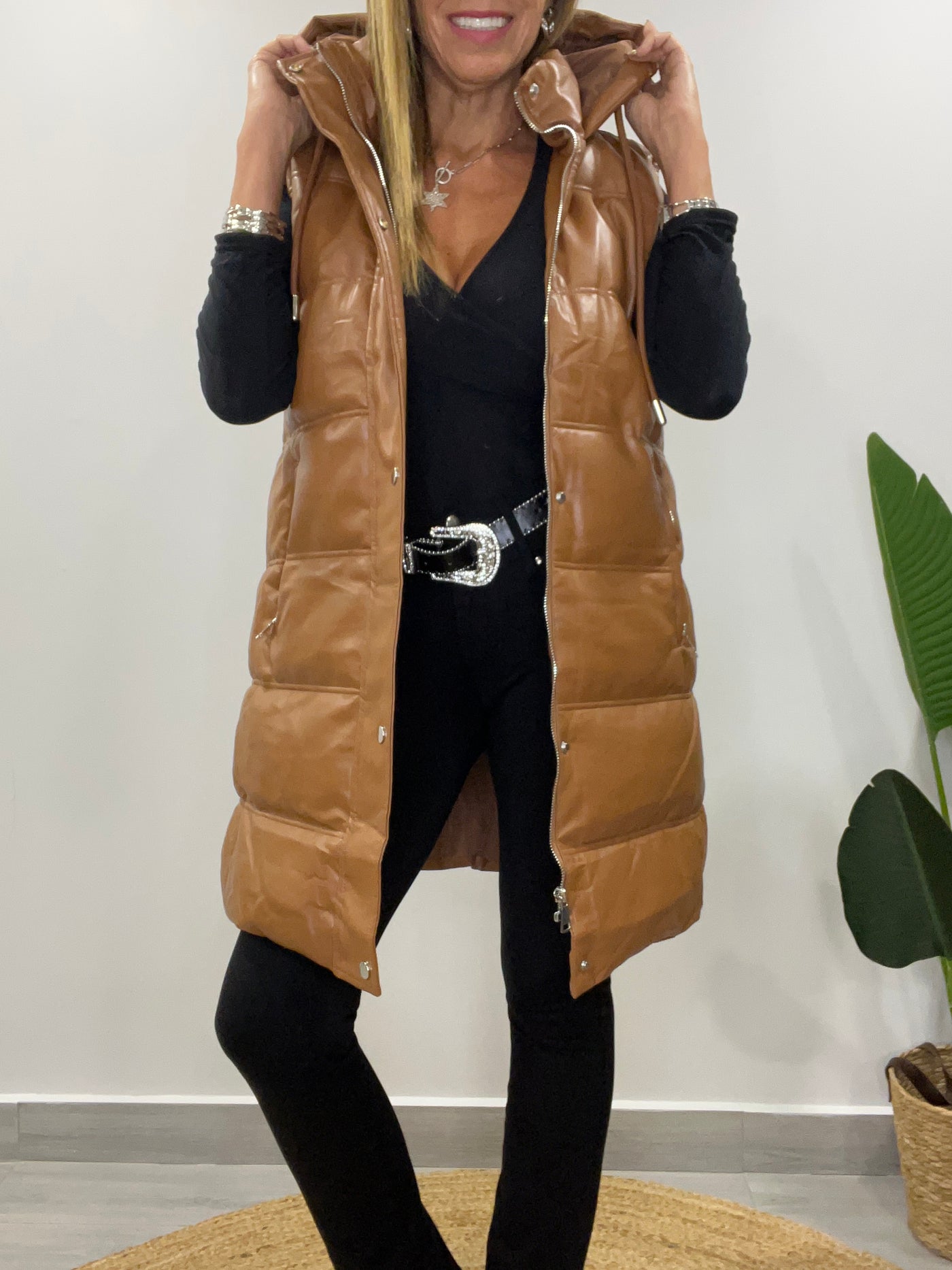 Parka Sinmanga Ecocuero Glamour Camel