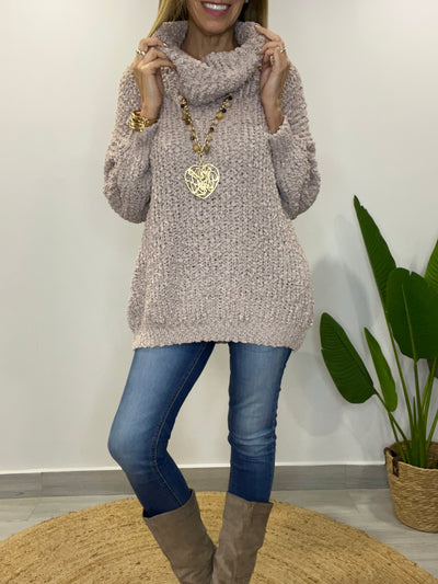 Sweater Buclé Cuello Arena