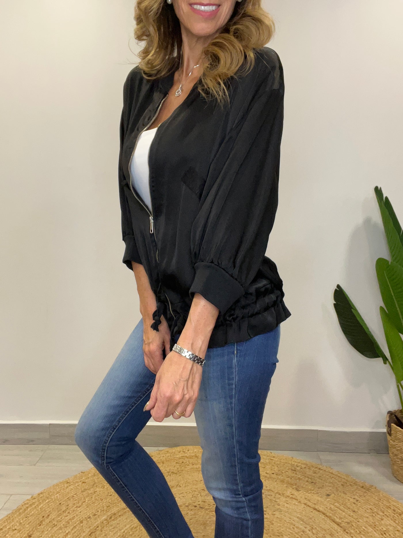 Bomber Italiano Viscoseda long negro