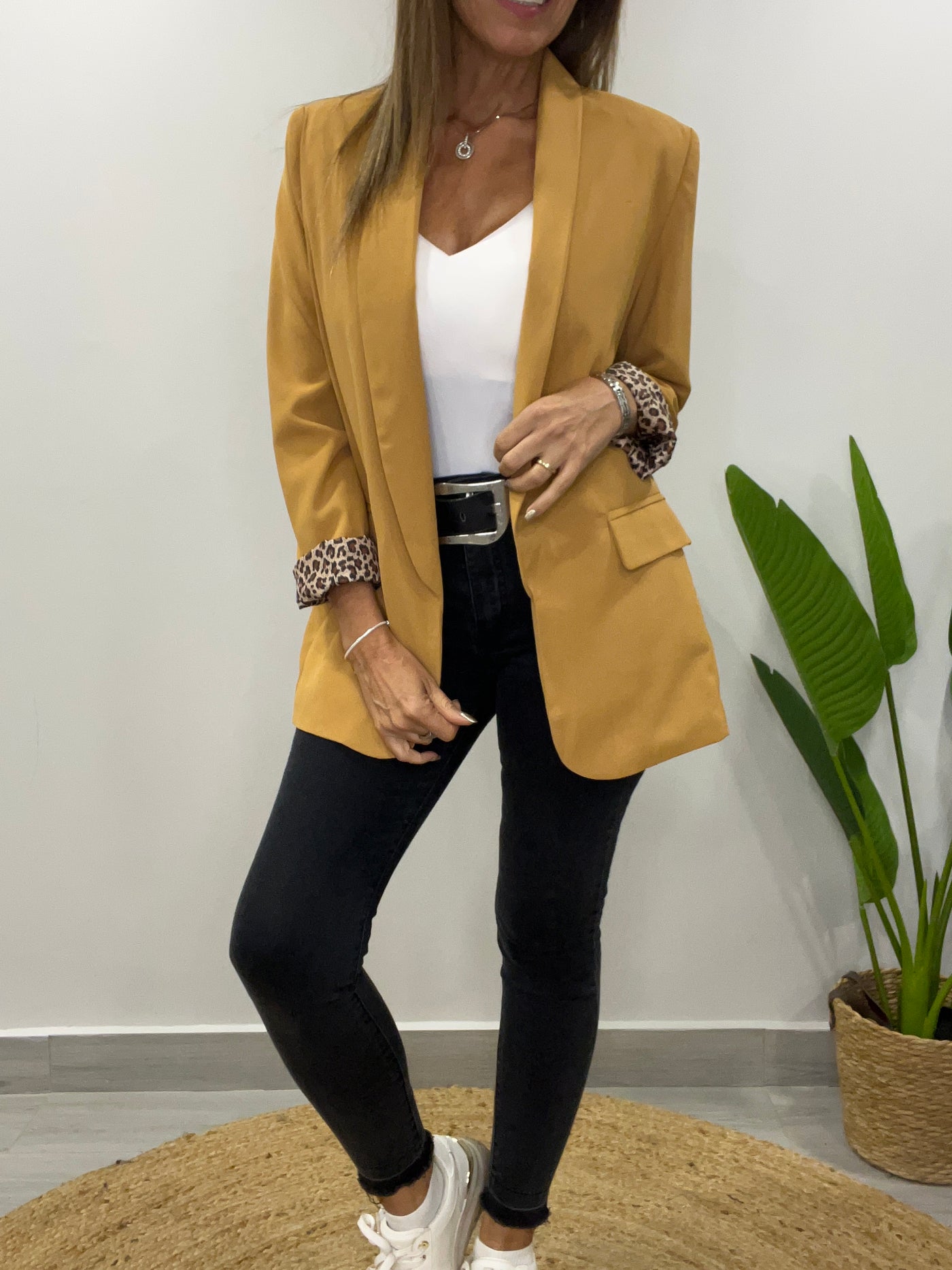 Blazer liso fondo Print Lúcuma