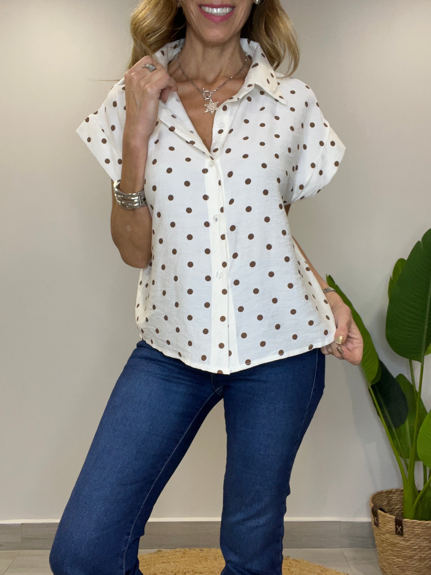 Blusa Lunares Café