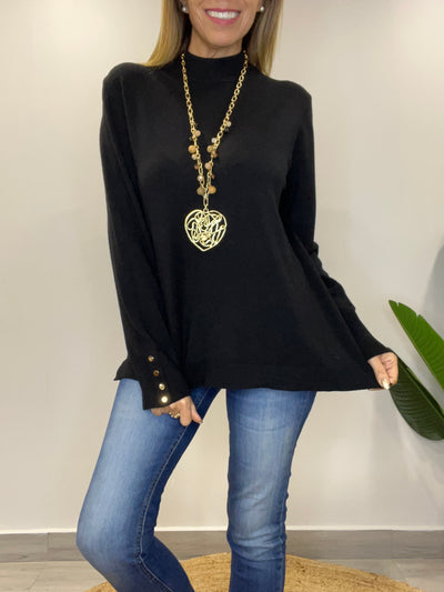 Sweater cuello medio Amalfi Negro