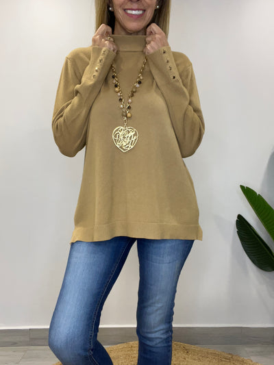 Sweater cuello medio Amalfi Camel
