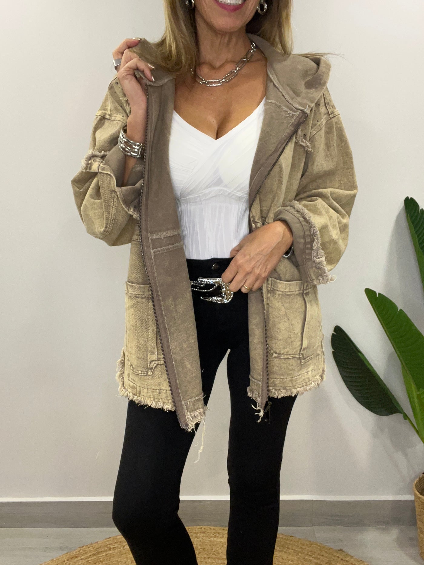 Chaqueta mezclilla Veramonte Beige