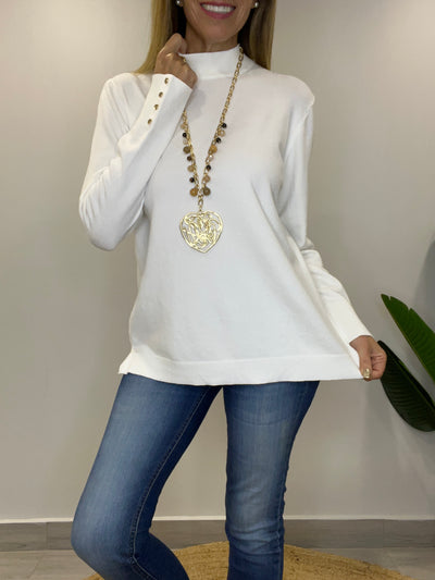 Sweater cuello medio Amalfi blanco