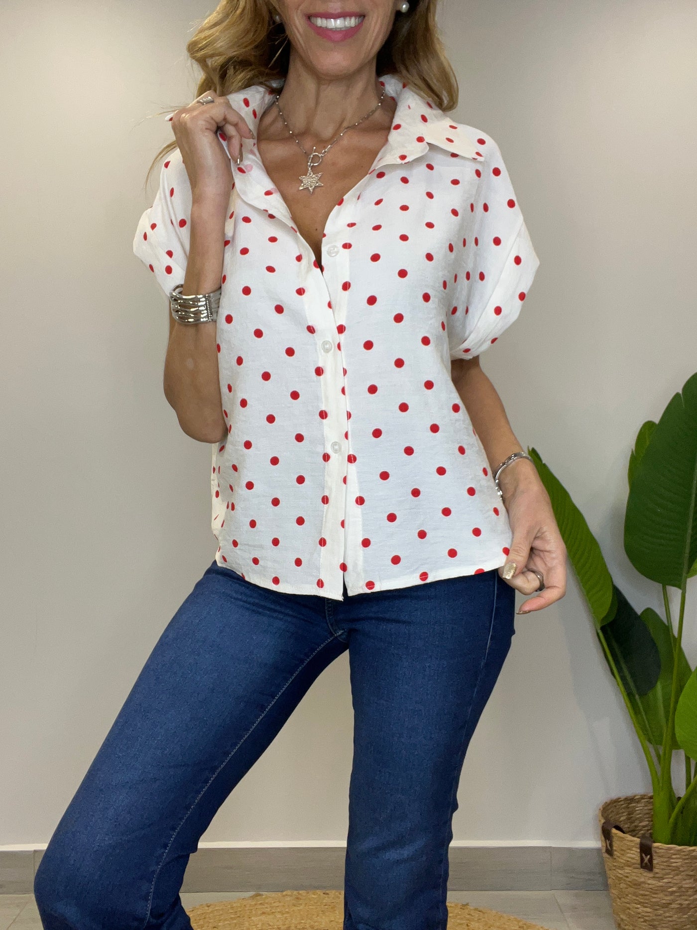 Blusa Lunares Rojo