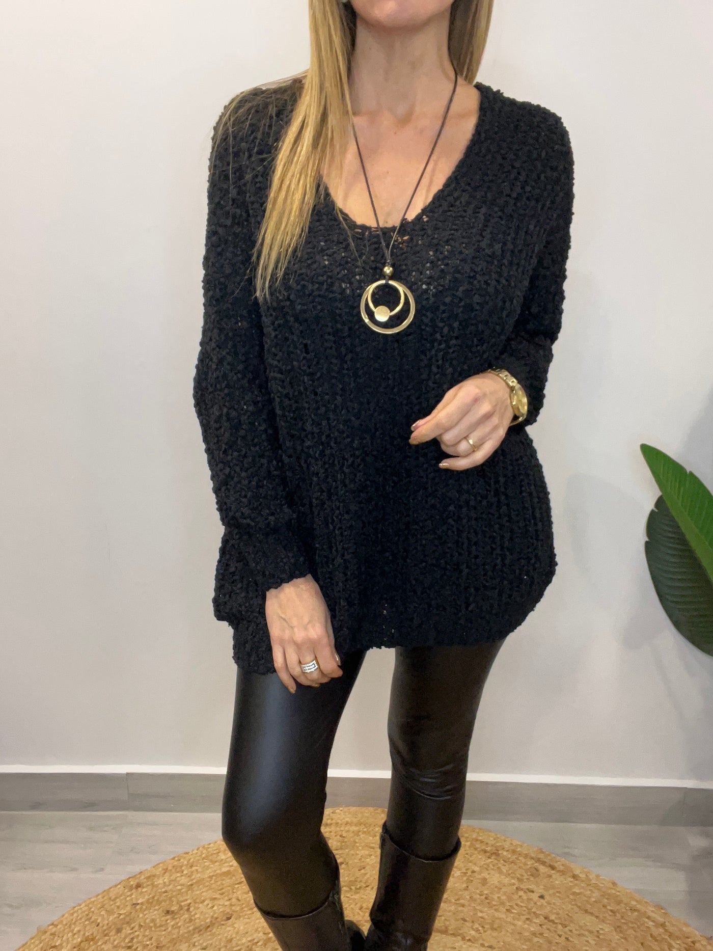 Sweater Buclé negro