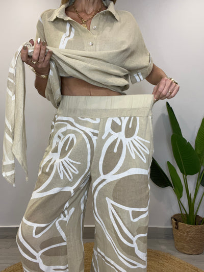 Conjunto Lino Italiano Nassau Beige