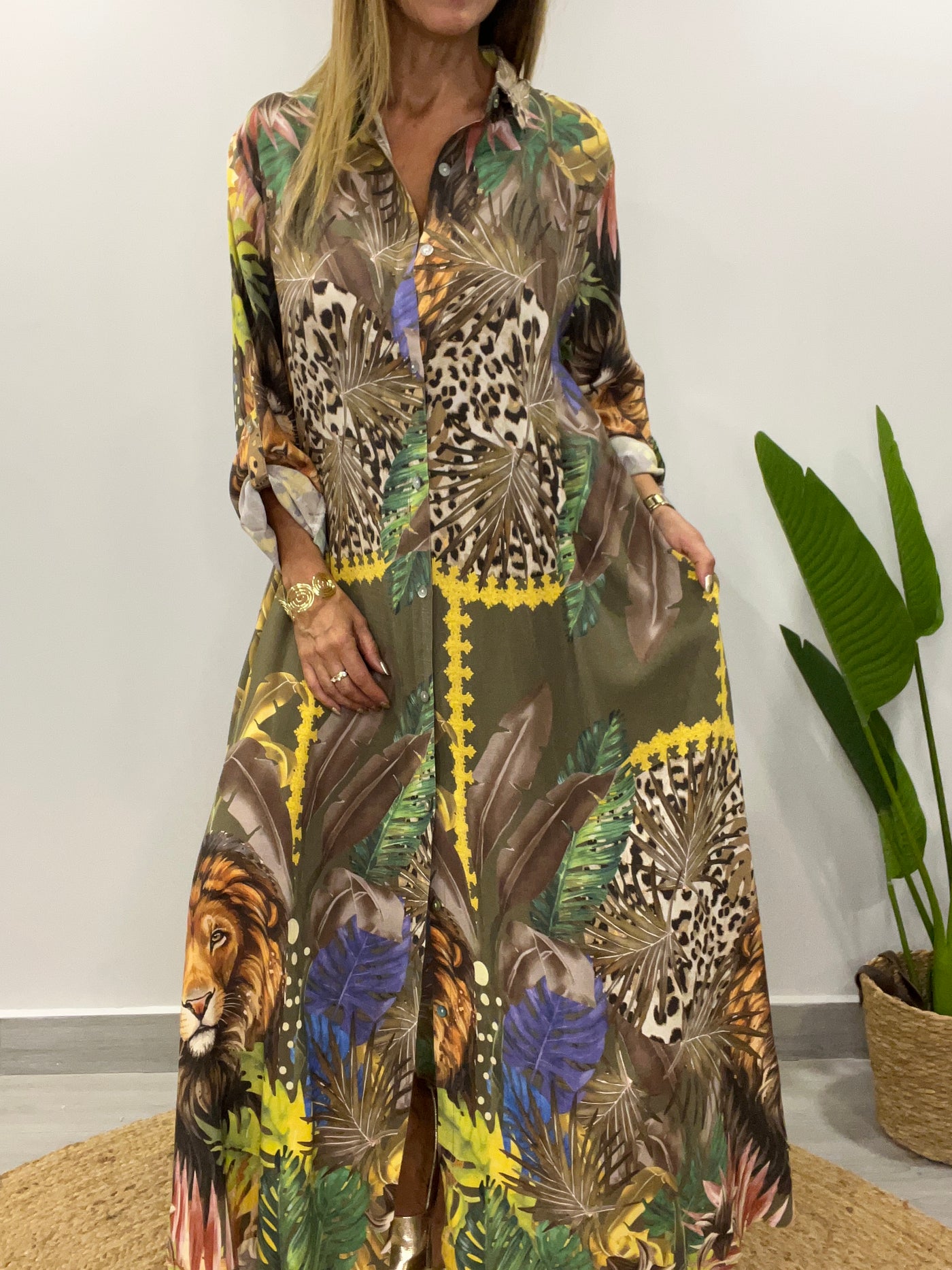 Vestido Italiano Camisero Salvaje Oliva