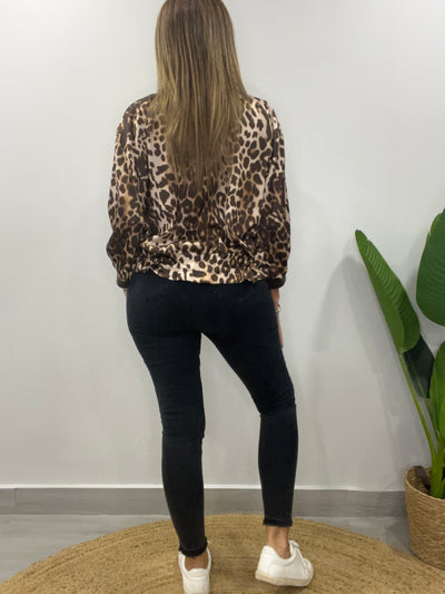 Bomber Seda Print Jaguar café