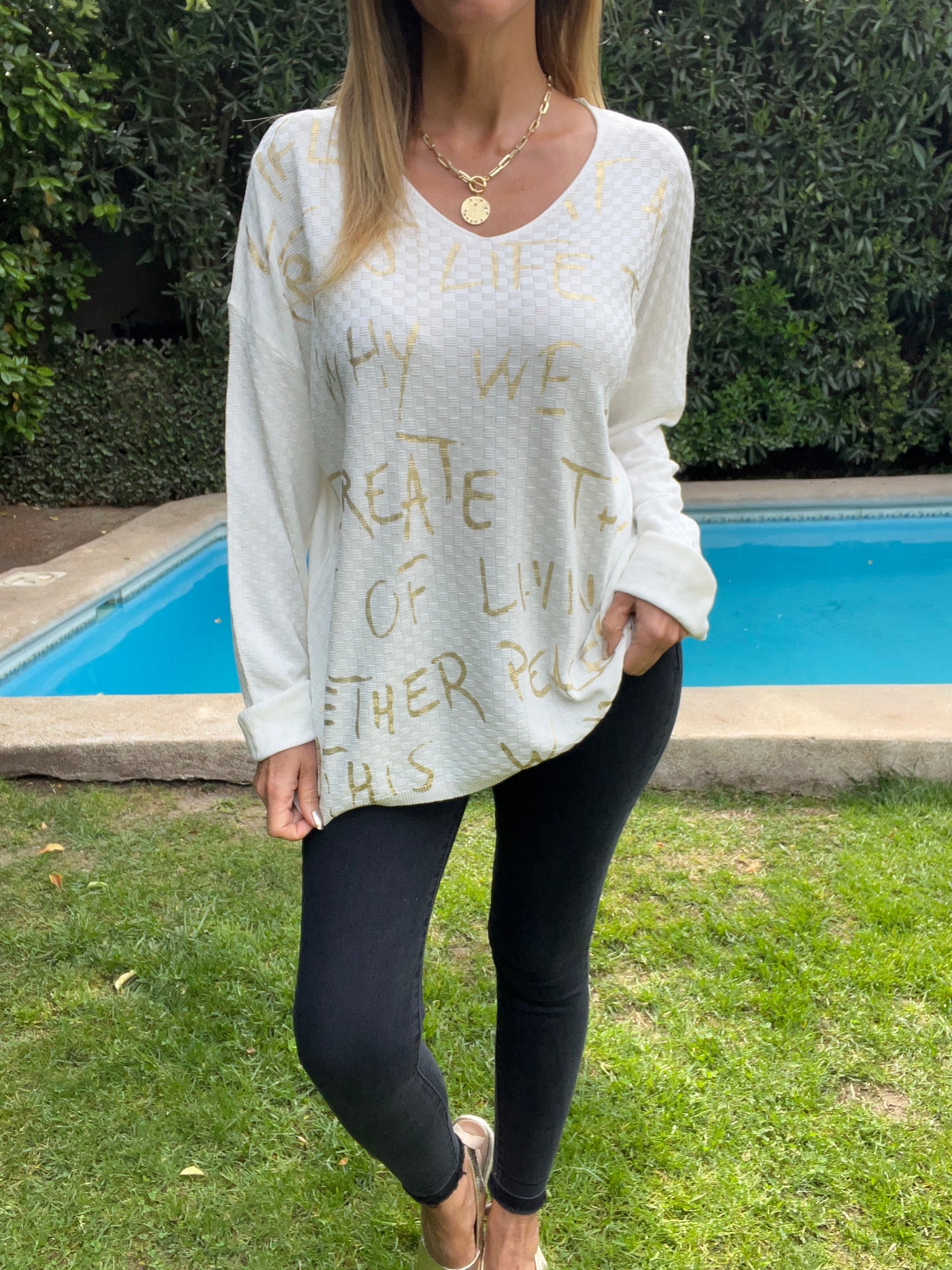 Sweater Hilo Life Blanco
