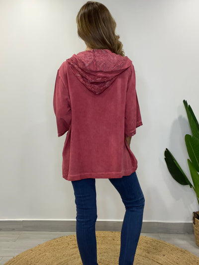 Chaqueta viscosa/ Broderie Livean Cherry