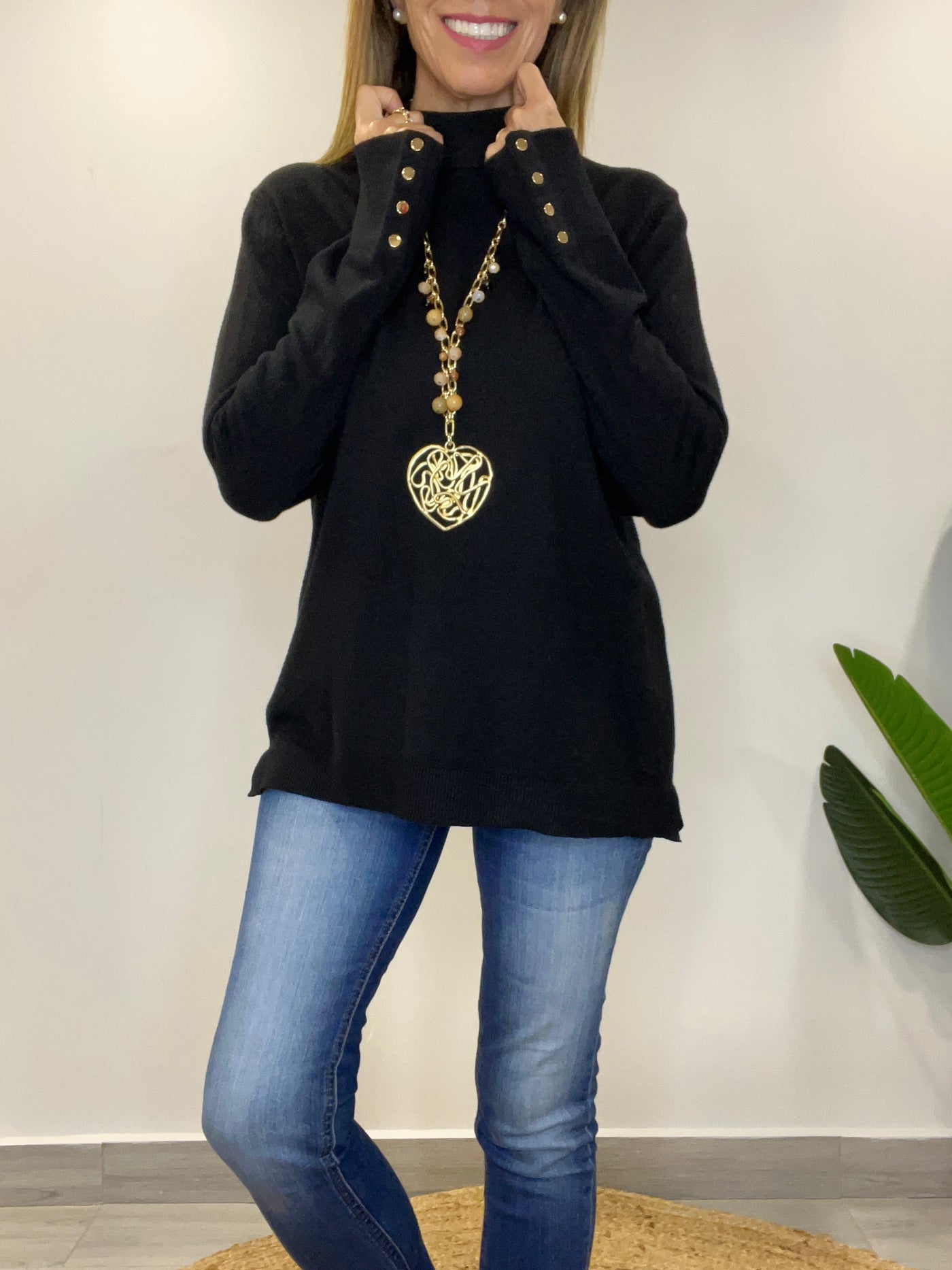 Sweater cuello medio Amalfi Negro
