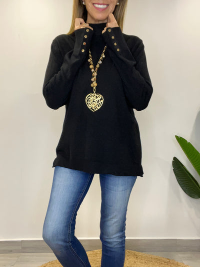 Sweater cuello medio Amalfi Negro