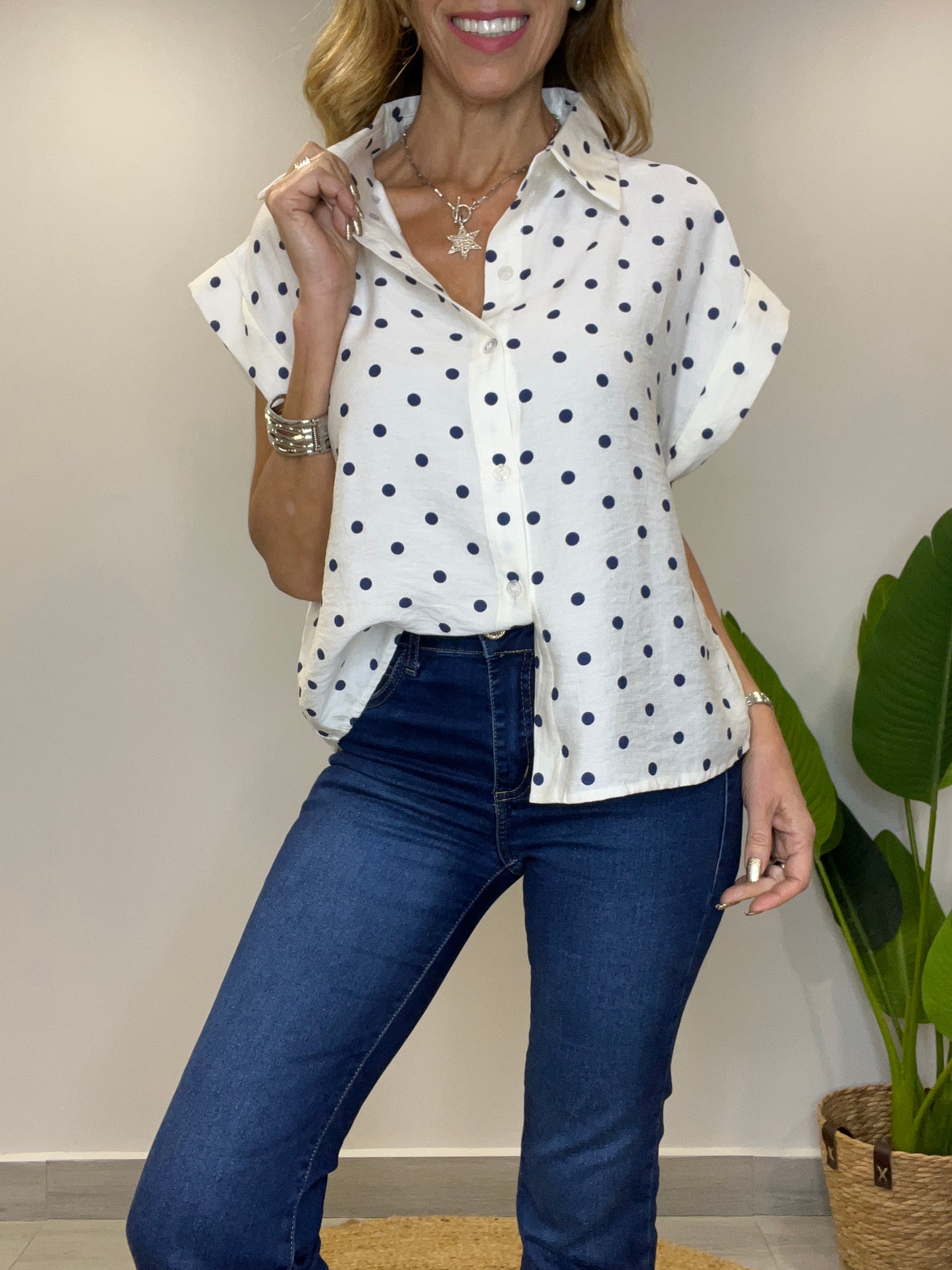 Blusa Lunares azul