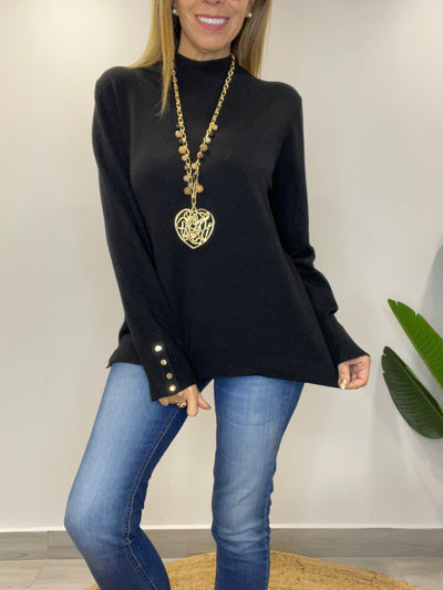 Sweater cuello medio Amalfi Negro