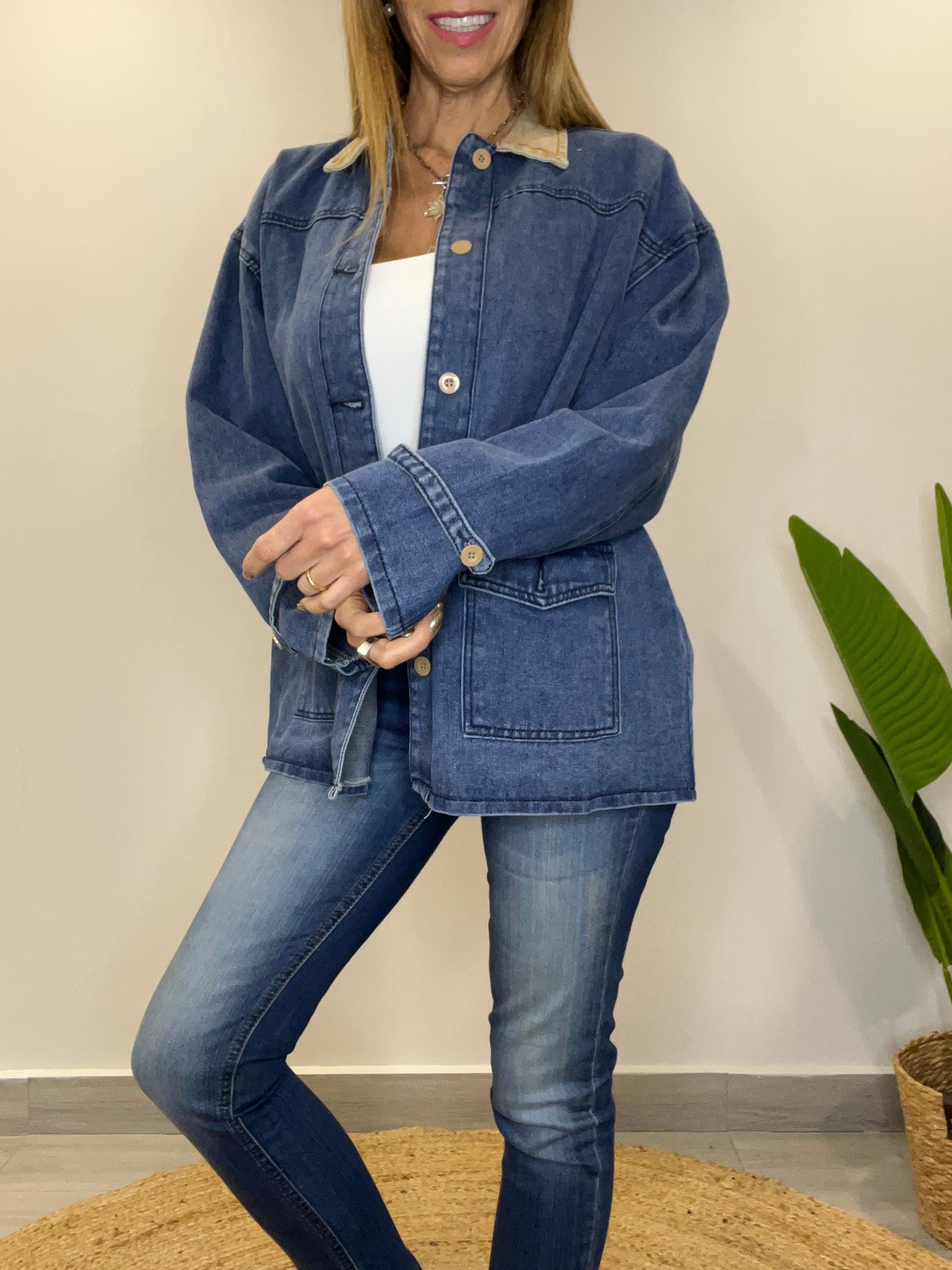 Chaqueta mezclilla Oxford Azul
