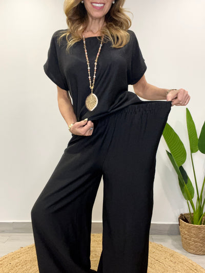Conjunto Tahiti negro liso (2 piezas)