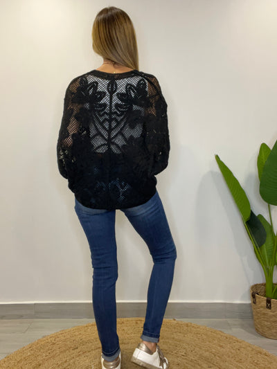 Tapado Macramé Brisa negro