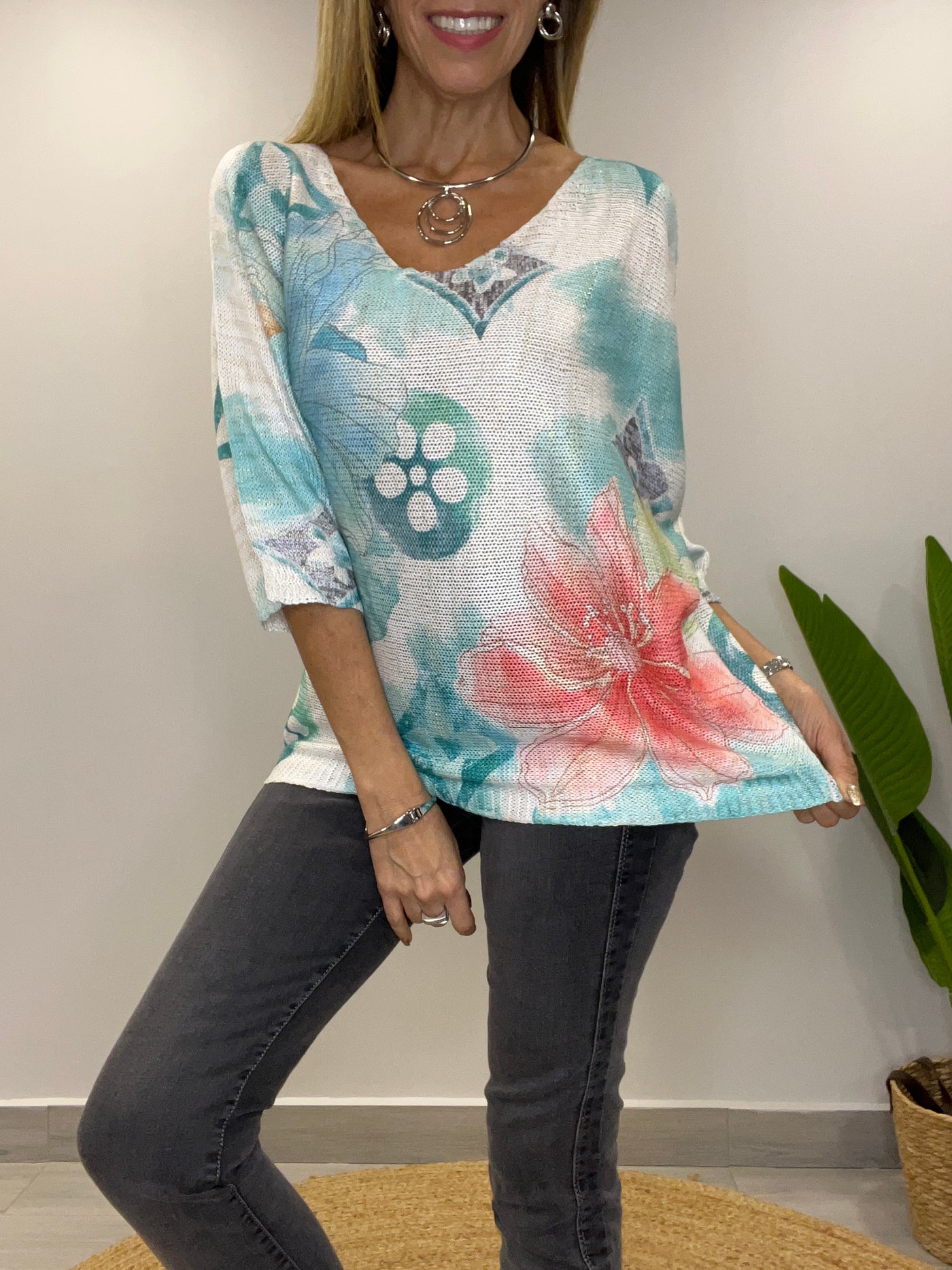 Polera Italiana Hilo Mallorca Turqueza