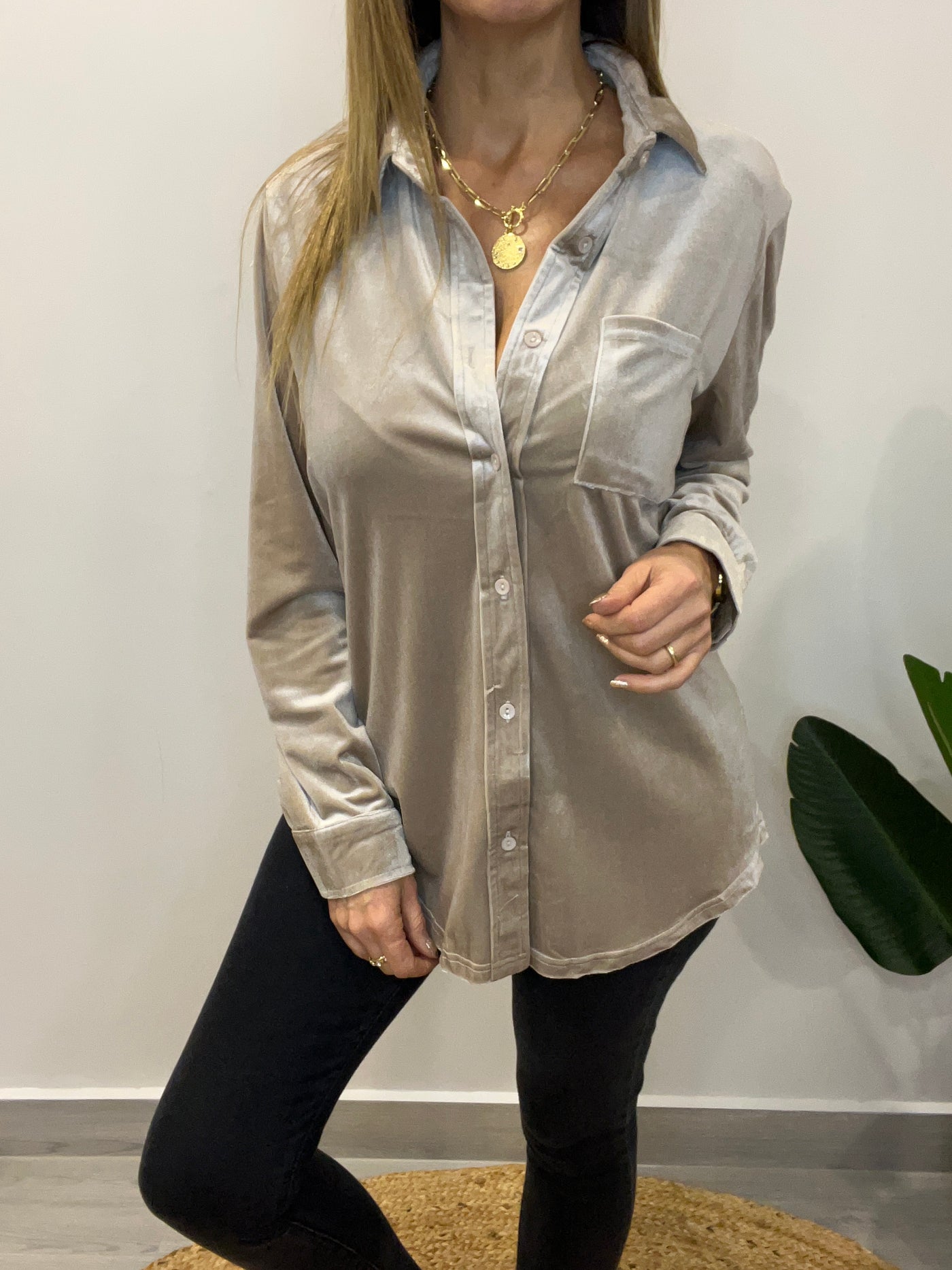 Camisa Velvet beige