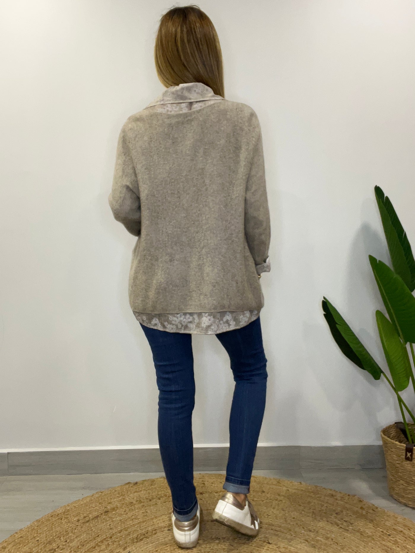 Sweater Italiano cachemira y camisa Fango