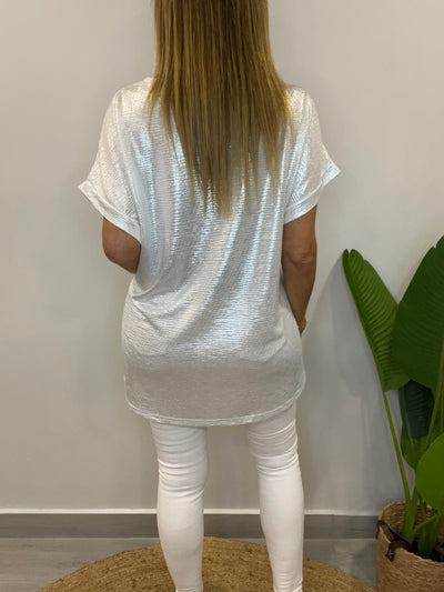 Polera Metalizada Mantra Plateada