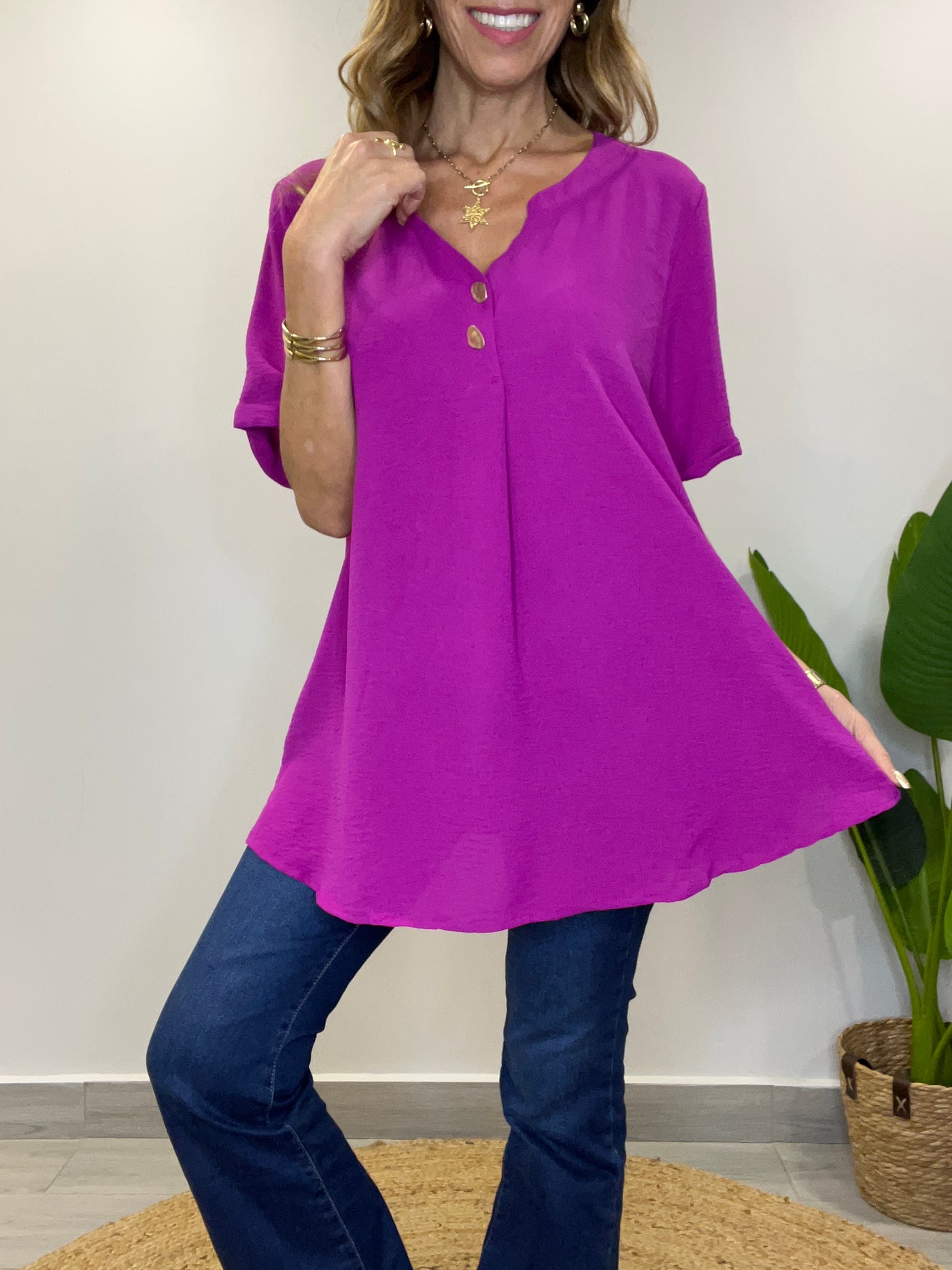 Blusa Crep imperial Magenta