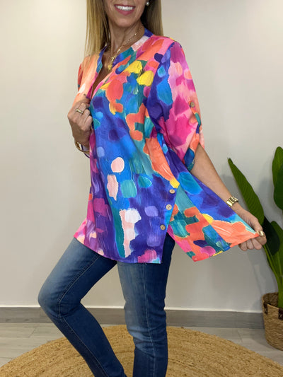 Blusa colores Damasco/Azul