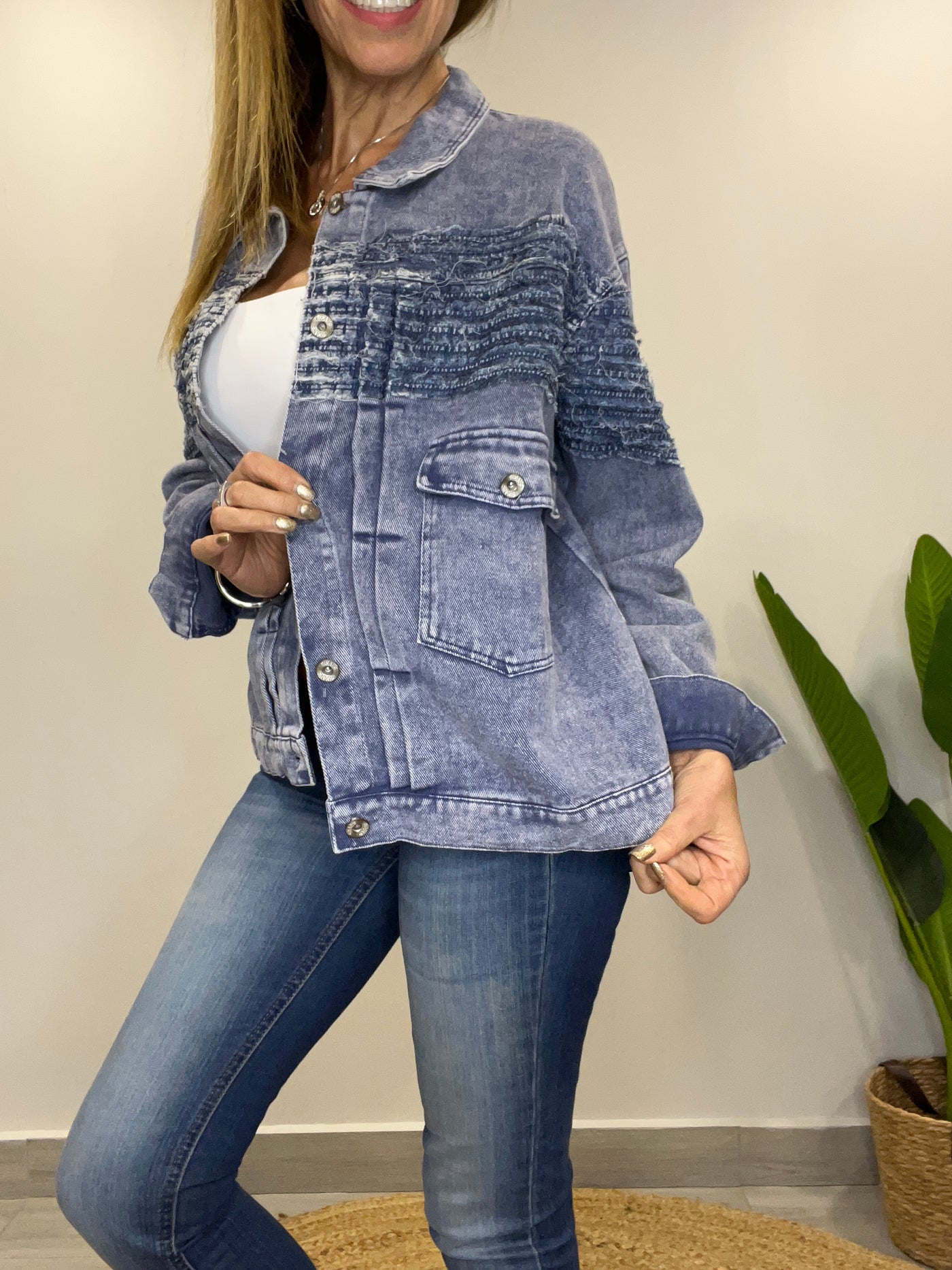 Chaqueta mezclilla festi Azul jeans