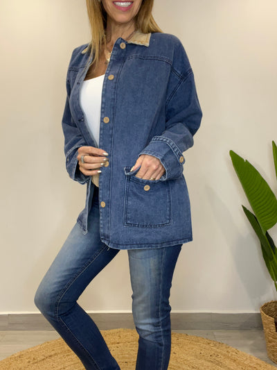 Chaqueta mezclilla Oxford Azul