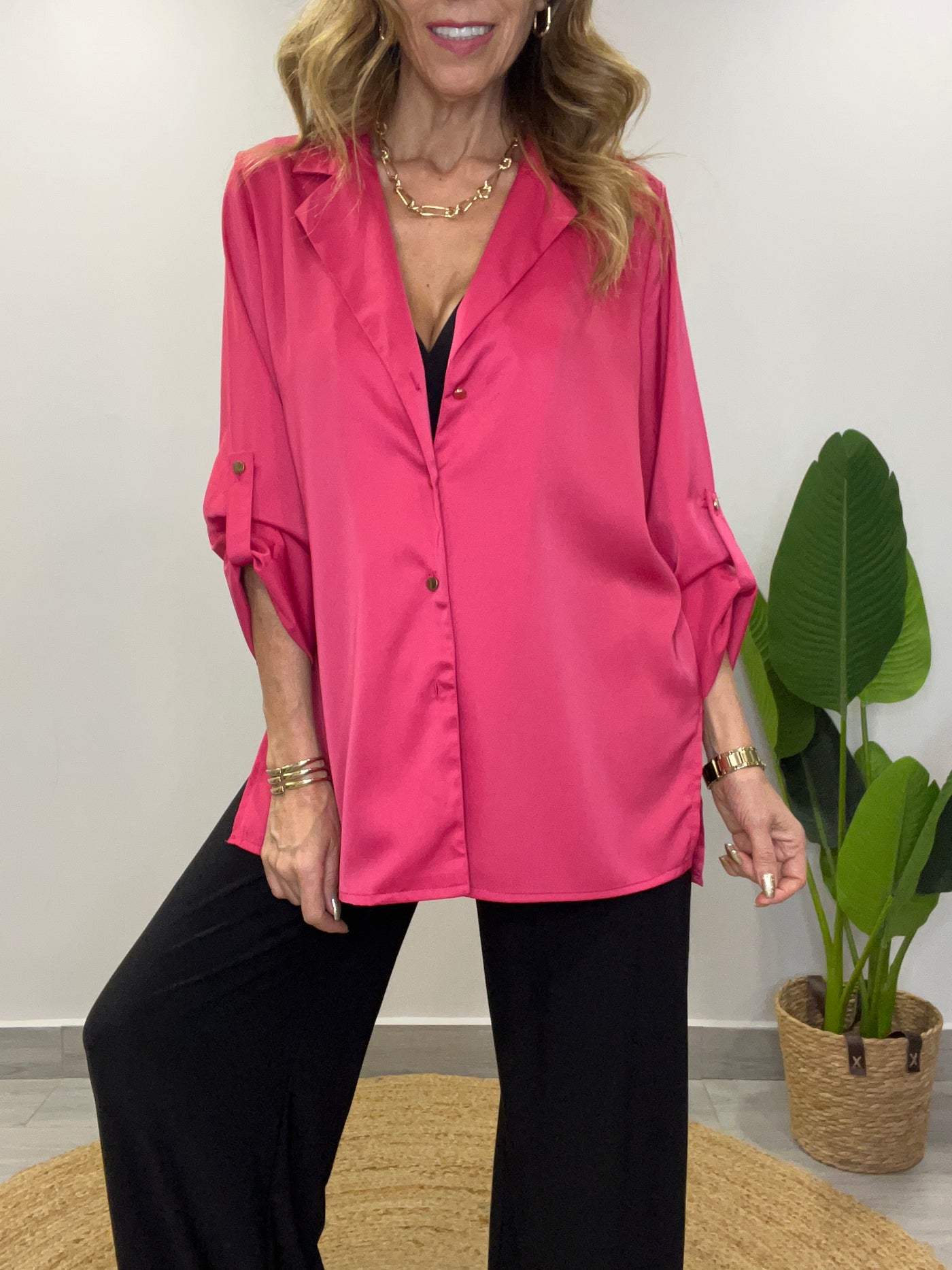 Blazer satin ritual Fucsia