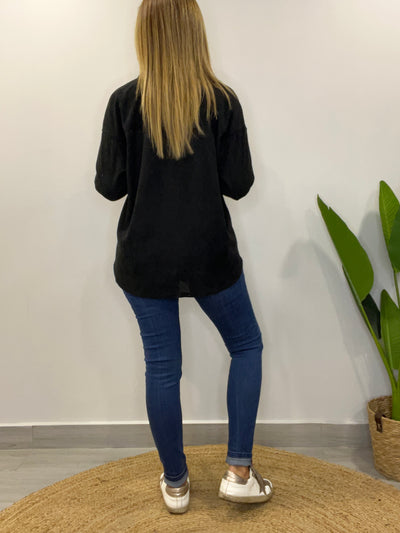 Camisa Cotelé Amanda Negra