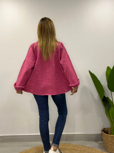Chaqueta mezclilla Broderie  Blondi Fucsia