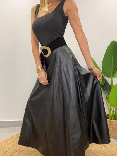 Falda Ecocuero Praga negro