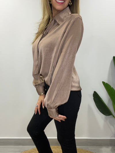 Blusa Viscoseda Amanda Taupe