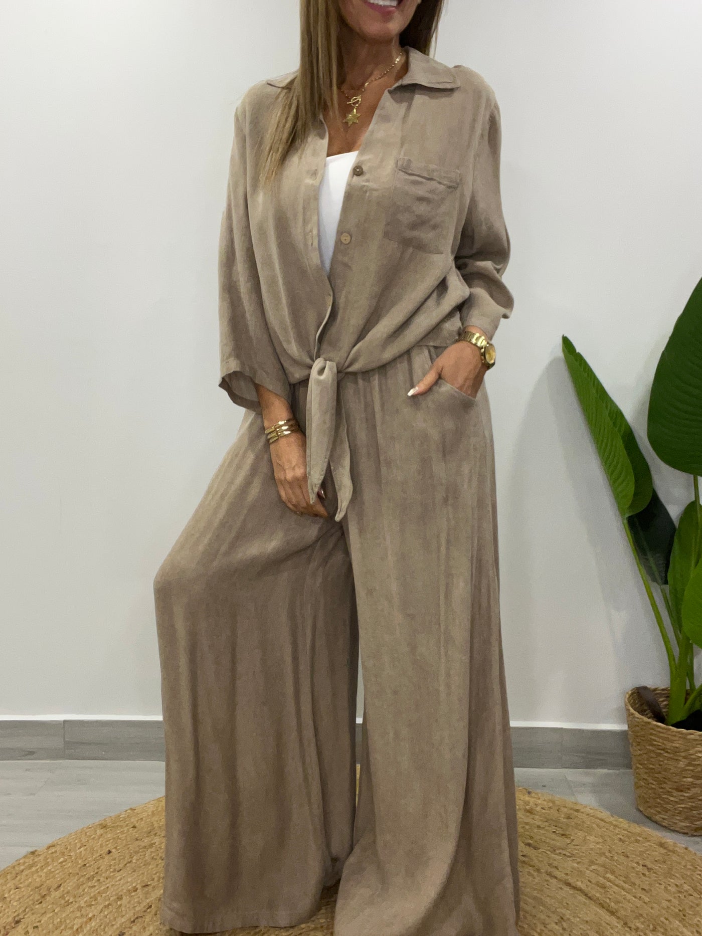 Conjunto Lino Kalu Beige