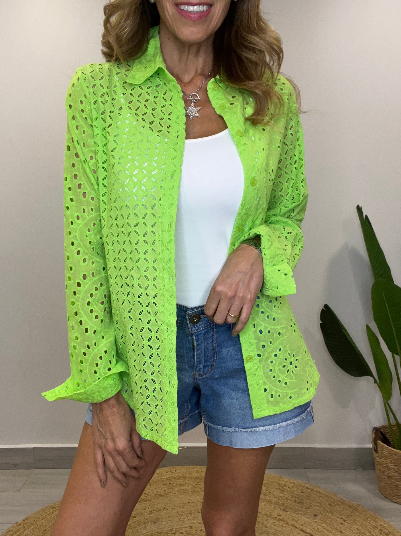 Camisa Broderie Ferver limón