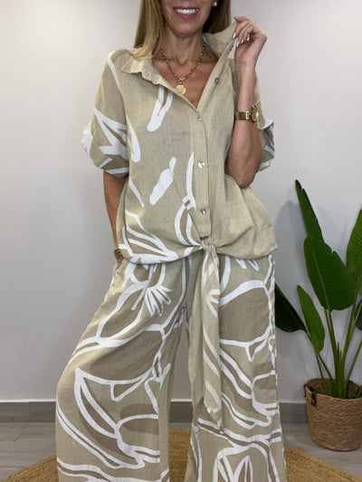 Conjunto Lino Italiano Nassau Beige