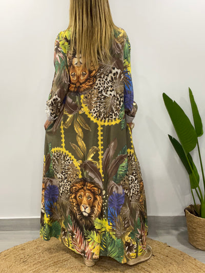 Vestido Italiano Camisero Salvaje Oliva