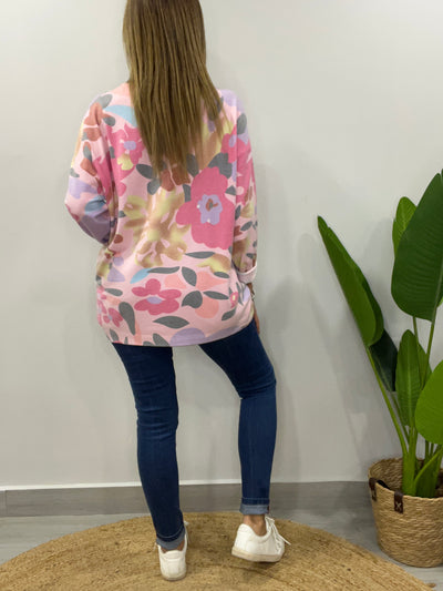 Sweater metalizado Garden Fucsia
