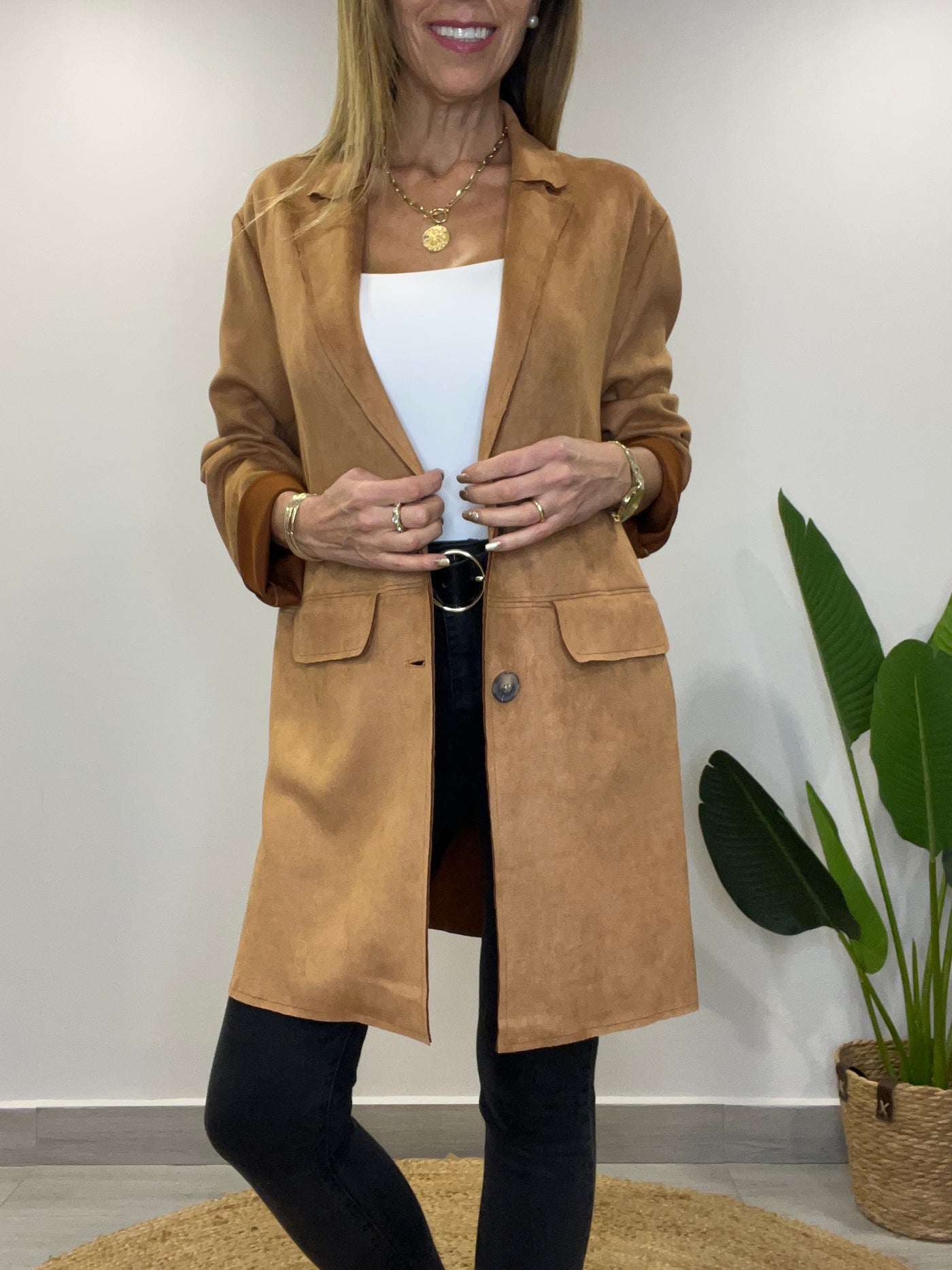 Blazer Gamuza Glass Camel