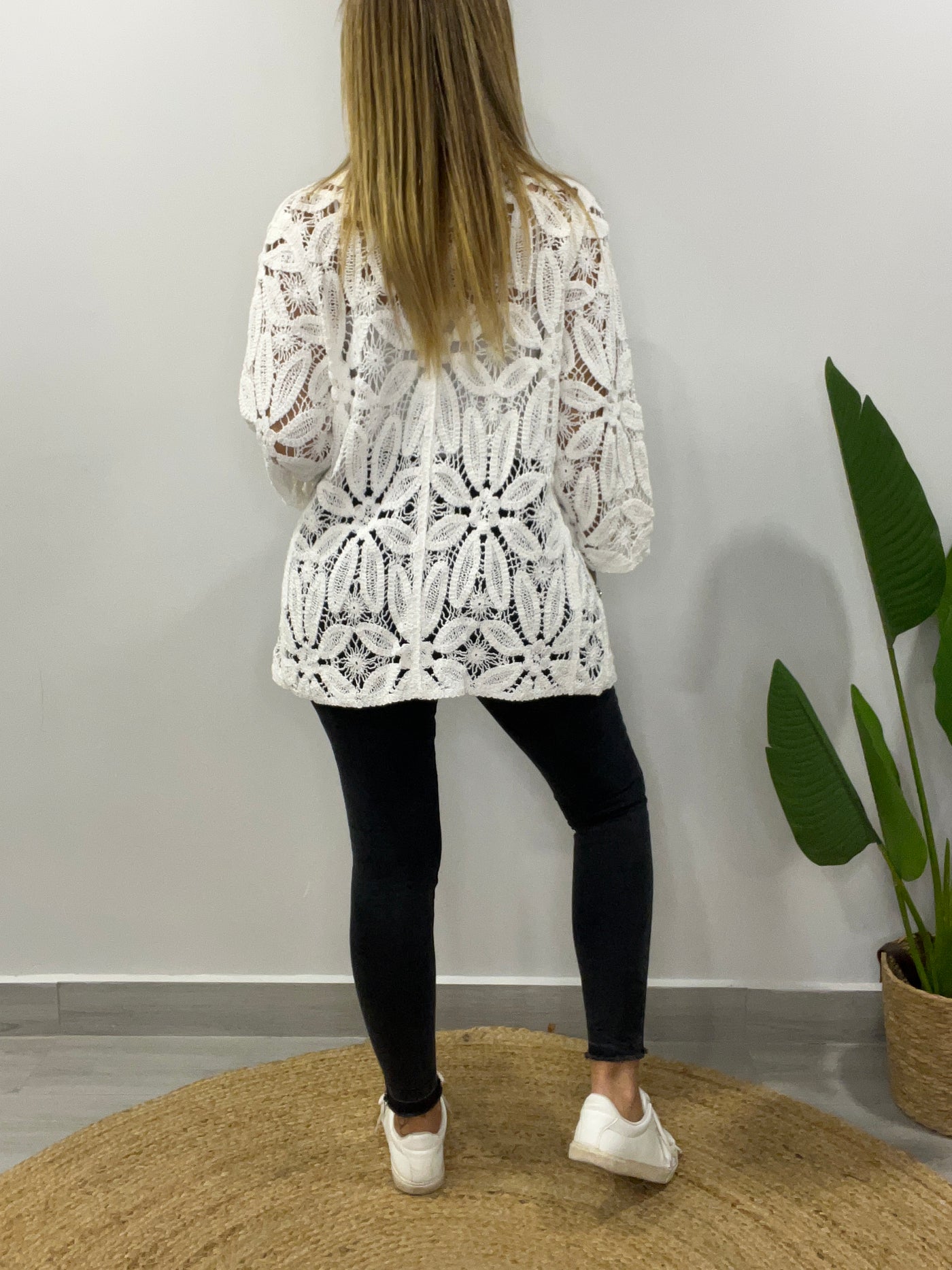 Tapado/Blazer Macramé Lía Blanco