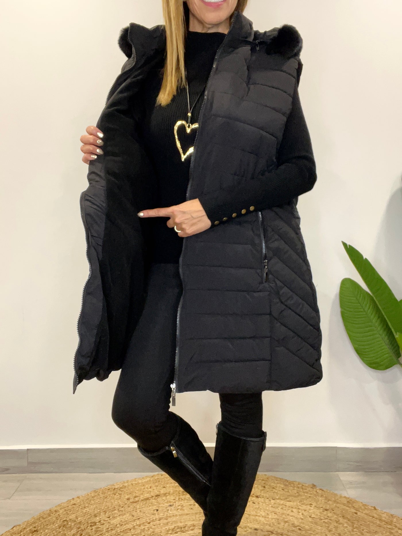 Maxi Parka Gorro desmontable Rusia Negra