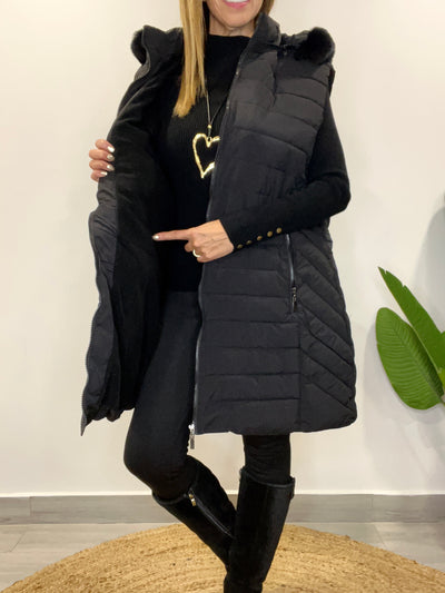 Maxi Parka Gorro desmontable Rusia Negra