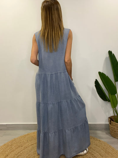 Vestido Tencel Laura Azul